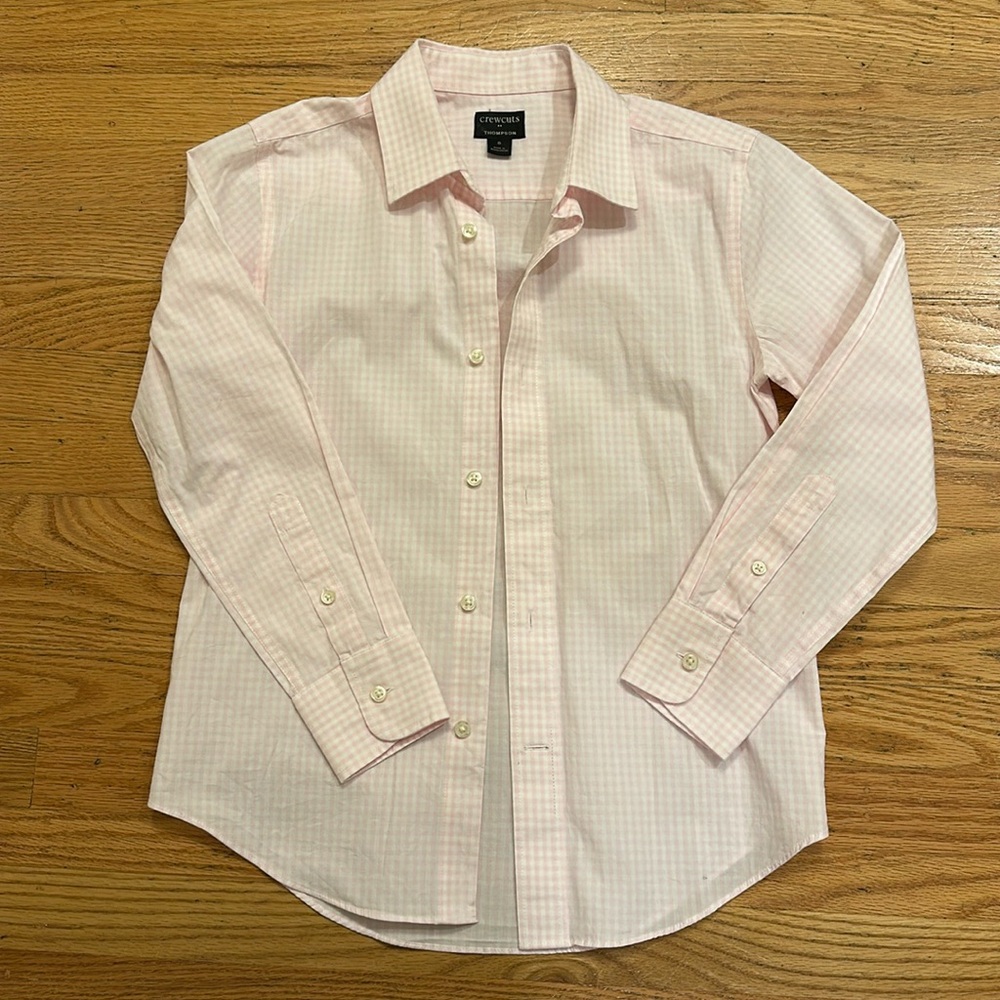 Crewcuts Thompson Pink Gingham button down. Size 8.
